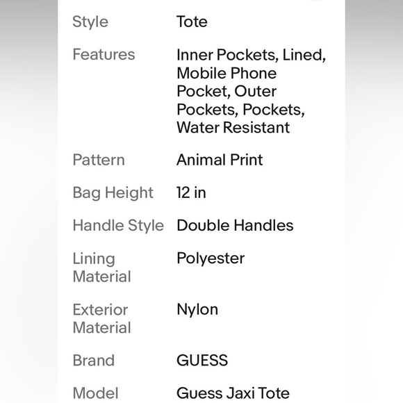 NWT Guess Jaxi Black and White Leopard Print Tote - Picture 10 of 10